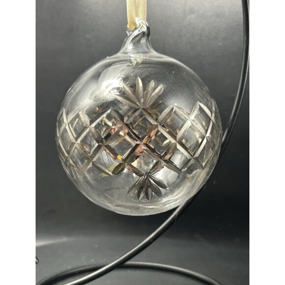 Blown Clear Cut Glass Christmas Ornament Ball 4" Holiday Decor Vintage - Picture 3 of 7